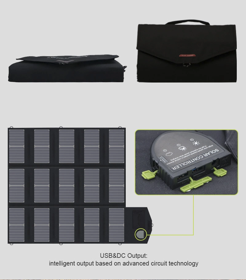 Dual USB and DC Folding Solar Panel 100W Portable Solar Panel for Charging Phones Cameras Laptops